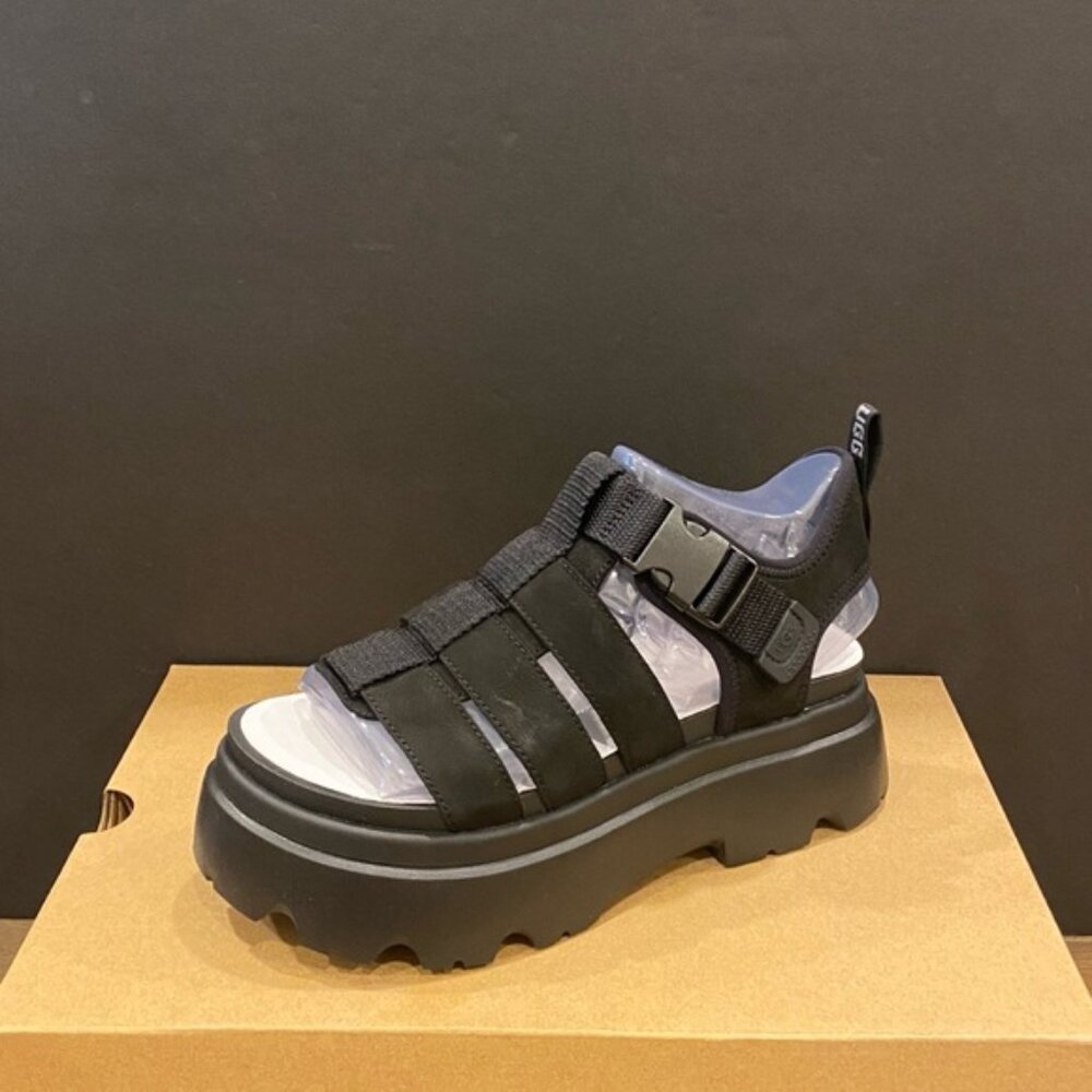 Ugg Cora Black Ankle Strap Platform Sandals Shoes Heels Pumps Flats NEW